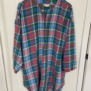 VTG Gold Label Victoria's Secret Multi Color 100% Cotton Plaid Night Shirt